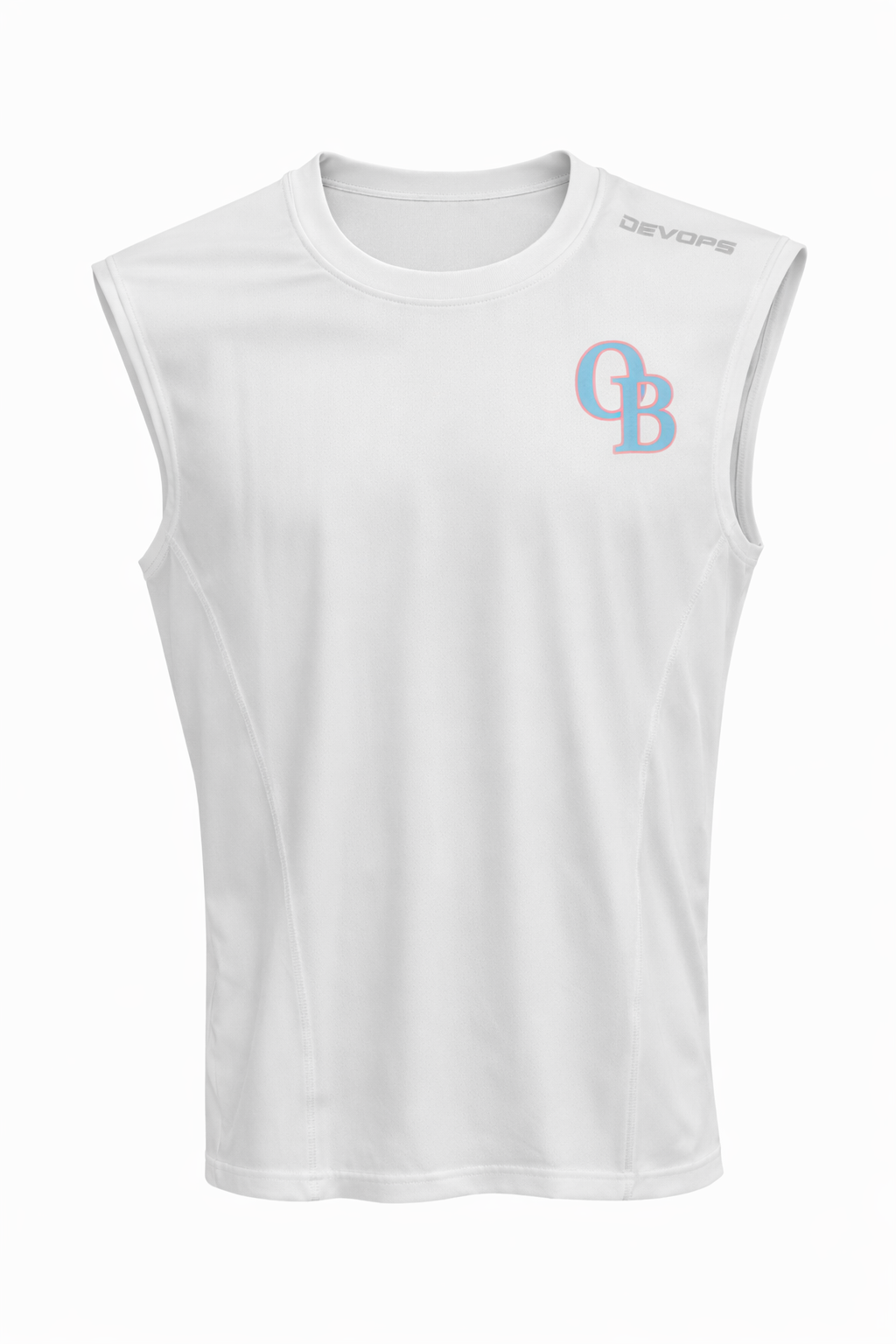 CWE Old Bridge LOGO Pink Blue on Chest NO Sleeve Compression Shirt