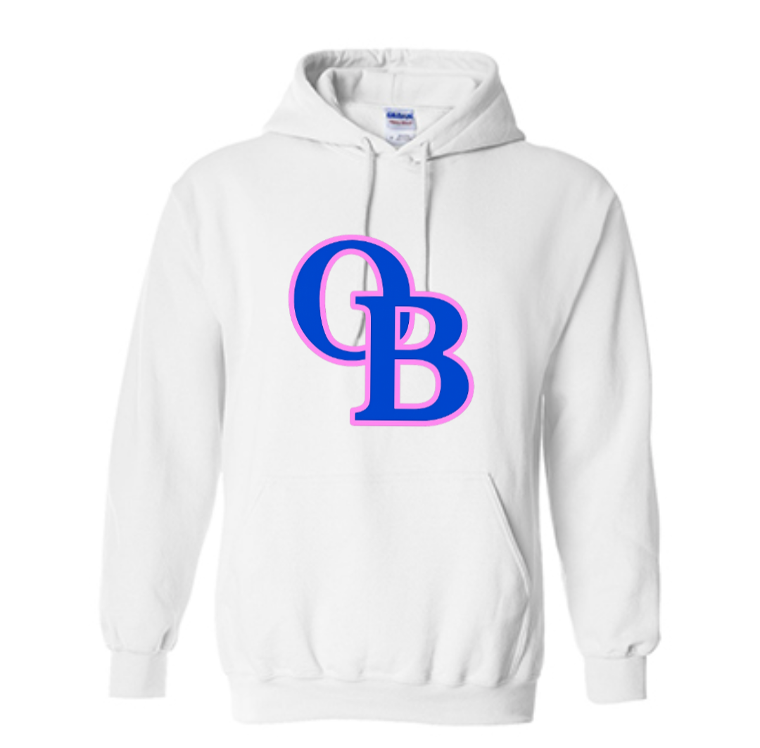 CWE Old Bridge LOGO on Chest Hoodie Blue with Pink
